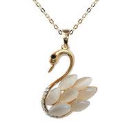Navachi 18k Yellow Gold Plated Swan Bird White Opal Crystal Az6042p Pendant Necklace 16"+2"