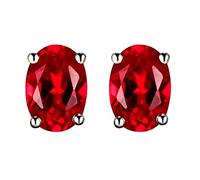 Navachi 925 Sterling Silver 18k White Gold Plated 2.5ct Oval Ruby Az9152e Eyes Stud Earrings