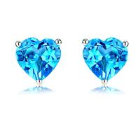 Navachi 925 Sterling Silver 18k White Gold Plated 3.0ct Heart Topaz Az9433 Stud Earrings