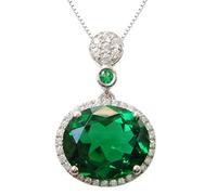 Navachi 925 Sterling Silver 18k White Gold Plated 5.1ct Oval Emerald Az9661p Necklace Pendant 18"