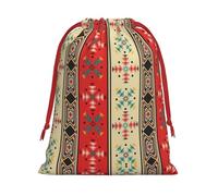 Navaho Style Print Plush Gift Bags With Drawstring, Reusable Gift Wrap For Christmas, Wedding, Party -Size M