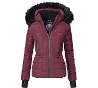 Navahoo Adele Ladies’ Winter Jacket with Black Faux Fur Hood Wine-red M