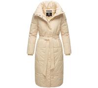 Navahoo Mirenaa Women's Winter Coat Warm Quilted Coat Extra Long with Belt S-XXL, cream, M