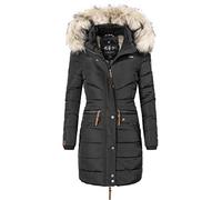 Navahoo Paula Long Ladies’ Winter Puffer Coat with Faux Fur Black XL