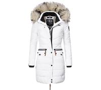 Navahoo Paula Long Ladies’ Winter Puffer Coat with Faux Fur White XL