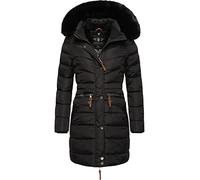 Navahoo Paula Women's Winter Coat, Warm, Quilted Coat, Long, with Removable Faux Fur Hood, XS - 5XL, Black with black fur, M