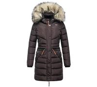 Navahoo Paula Women's Winter Coat, Warm Quilted Coat, Long with Removable Faux Fur Hood, XS-5XL, Choco, S