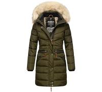 Navahoo Paula Women's Winter Coat, Warm, Quilted Coat, Long, with Removable Faux Fur Hood, XS - 5XL, dark olive, S