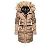 Navahoo Paula Women's Winter Coat, Warm, Quilted, Long, with Removable Faux-Fur Hood, XS-5XL, Taupe Grey, M