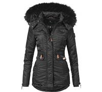 Navahoo Schätzchen Ladies’ Winter Puffer Jacket with Faux Fur Hood Black XXL
