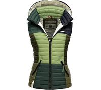 Navahoo Shadaa Women's Quilted Gilet Lightweight with Removable Hood Colour Blocking Style XS - 3XL, Multicolour Green Forest, XXL