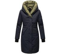 Navahoo Snowelf Women's Long Warm Winter Quilted Jacket with Hood and Magnetic Elements XS - XXL, navy, M