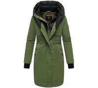 Navahoo Snowelf Women's Long Warm Winter Quilted Jacket with Hood and Magnetic Elements XS - XXL, Pine Olive, XS