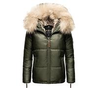 Navahoo Tikunaa Women's Winter Jacket Quilted Jacket Warm with Faux Fur Hood XS-XL, olive, L