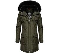 Navahoo Tiniis Women's Warm Winter Parka with Removable Hood and Extra Shopping Bag, XS-XXL, dark olive, M