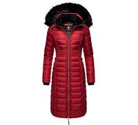 Navahoo Umay Women's Winter Coat Warm Quilted Coat Long with Hood XS-XXL, dunkelrot, XL