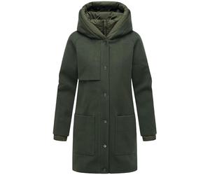 Navahoo Women's Coat Long Transition Jacket Short Coat in Wool Look with Hood and (Removable) Quilted Insert Fleece Miracle 14 S-3XL