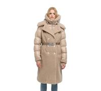 Navahoo Women's Long Material Mix Winter Coat Warm Plush Coat with Trendy Material Mix and Removable Insert with Hood Kuscheltraum 14 XS-XXL