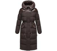 Navahoo Women's Long Winter Coat Warm Quilted Coat Made from a Trendy Material Mix and Large Hood Crispy Heart 14 XS-3XL, Choco, XS