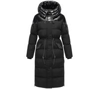 Navahoo Women's Long Winter Coat Warm Quilted Coat Made from a Trendy Material Mix and Large Hood Crispy Heart 14 XS-3XL, black, XL