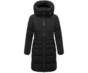 Navahoo Women's Long Winter Coat Warm Quilted Coat with High Collar and Half Cuddly Fleece Lining Moon Nebula XIV XS-4XL, black, XXL