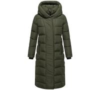 Navahoo Women's Long Winter Coat, Warm Quilted Coat with Internal Backpack Straps and Magnetic Buttons, Angel Feather XIV, XS-6XL, dark olive, S