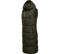 Navahoo Women's Sleeveless Long Outdoor Vest Warm Winter Jacket Snuffles XS-3XL, dark olive, M