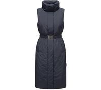Navahoo Women's Sleeveless Long Outdoor Vest Warm Winter Jacket with Waist Belt and Magnetic Flap Evening Song XIV XS-3XL, navy, M