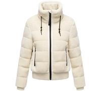 Navahoo Women's Teddy Fleece Jacket Warm Winter Jacket Plush Jacket with Rib Knit Details Snow Powder 14 XS-XXL, off-white, M