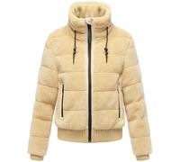 Navahoo Women's Teddy Fleece Jacket Warm Winter Jacket Plush Jacket with Rib Knit Details Snow Powder 14 XS-XXL, beige, XS