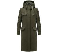 Navahoo Women's Warm Trench Coat in Wool Look with Knitted Sleeves and Hood Knit Babe 14 S-3XL, dark olive, XL