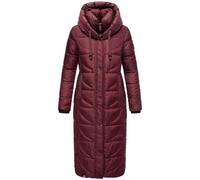 Navahoo Women's Winter Coat Warm Quilted Coat Extra Long with Hood Waffle XS - XXL, Wine Red, M