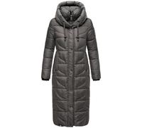 Navahoo Women's Winter Coat, Warm Quilted Coat, Extra Long with Waffle Pattern Hood, XS-XXL, anthracite, M