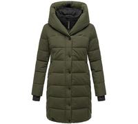 Navahoo Women's Winter Coat Warm Quilted Coat Long with Hood and Removable Fleece Collar Knutschilein XS-3XL, dark olive, M
