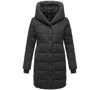 Navahoo Women's Winter Coat Warm Quilted Coat Long with Hood and Removable Fleece Collar XS - 3XL, black, M