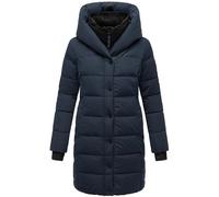 Navahoo Women's Winter Coat Warm Quilted Coat Long with Hood and Removable Fleece Collar XS - 3XL, navy, XS