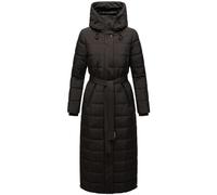 Navahoo Women's Winter Coat Warm Quilted Coat Long with Hood and Waist Belt Part XIV XS-3XL, black, 3XL