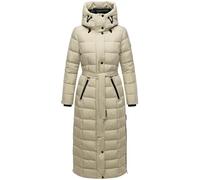 Navahoo Women's Winter Coat Warm Quilted Coat Long with Hood and Waist Belt Part XIV XS-3XL, pebble grey, L