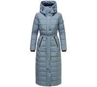 Navahoo Women's Winter Coat Warm Quilted Coat Long with Hood and Waist Belt Part XIV XS-3XL, Stormy Blue, XS