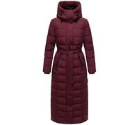 Navahoo Women's Winter Coat Warm Quilted Coat Long with Hood and Waist Belt Part XIV XS-3XL, Wine Red, XS