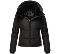 Navahoo Women's Winter Jacket Quilted Jacket Warm with Removable Hood and Faux Fur Collar with Love XIV XS-XXL, black, L