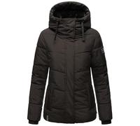 Navahoo Women's Winter Jacket Warm Quilted Jacket with Hood and Removable Faux Fur Collar Sag ja XIV S-3XL, black, XXL