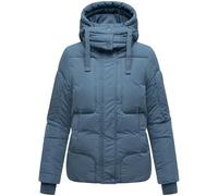 Navahoo Women's Winter Jacket Warm Quilted Jacket with Warm Fleece Lining and Removable Hood Magic Light 14 S-3XL, Blue (Dusty Blue), M
