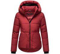Navahoo Women's Winter Jacket, Warm Short Quilted Jacket with Reflective Details, Adjustable Hood and High Collar, Laughter Pearl, XIV, XS-XXL, dunkelrot, S