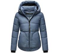 Navahoo Women's Winter Jacket, Warm Short Quilted Jacket with Reflective Details, Adjustable Hood and High Collar, Laughter Pearl, XIV, XS-XXL, Stormy Blue, S