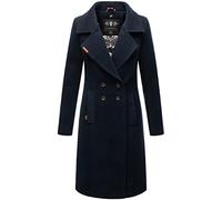 Navahoo Wooly Women's Wool Coat Long Trench Coat with Lapel Collar XS - 3XL, navy, M