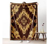 Navajo Aztec Blanket 30x40 Inch, Southwest Tribal Throw Blanket for Sofa, Home Decor Flannel Blanket, Native American Fleece Blanket, Warm Soft Cozy Lightweight All Season