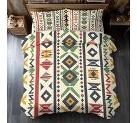 Navajo Emperor Duvet Cover Set, Native American Aztec Western Bedding Set, Microfiber Soft Reversible Quilt Cover 290x235 + 2 Pillowcase, Zipper Closure, Bedroom Decor BhT38