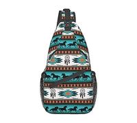 Navajo Horse Print Sling Bag Crossbody Shoulder Backpack Cool Southwest Native American Tribal Design Chest Bag Aztec Style Gym Bag Sports Bag Lightweight Travel Hiking Daypack for Women Men