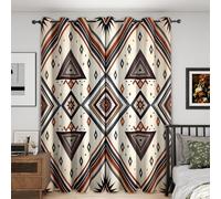 Navajo Southwestern Curtains Blackout, 52x63 Inch 2 Panels - Ethnic Tribal Geometric Pattern Black Out Curtains, Home Decor, 63 Drop Eyelet Window Drapes for Bedroom, Living Room A&BD212